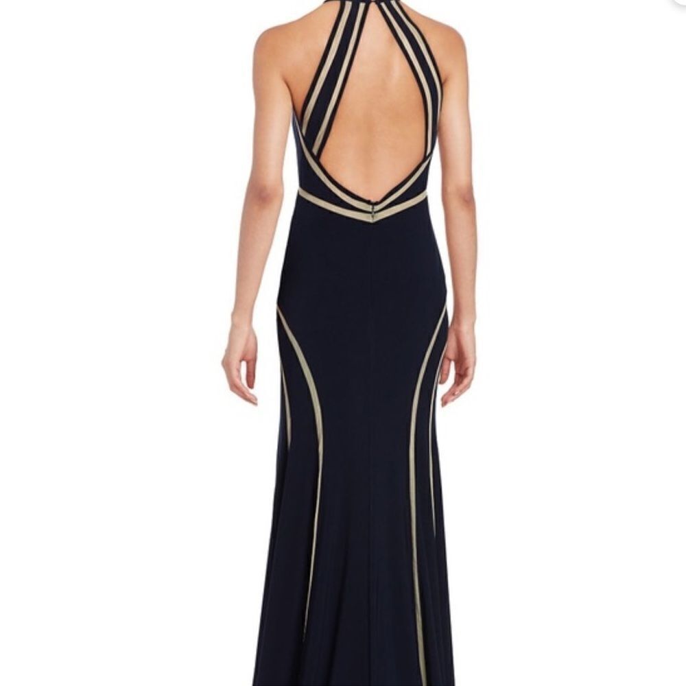 Xscape Black fit & flare prom evening party dress with mesh cutouts Size 6 - Picture 2 of 12